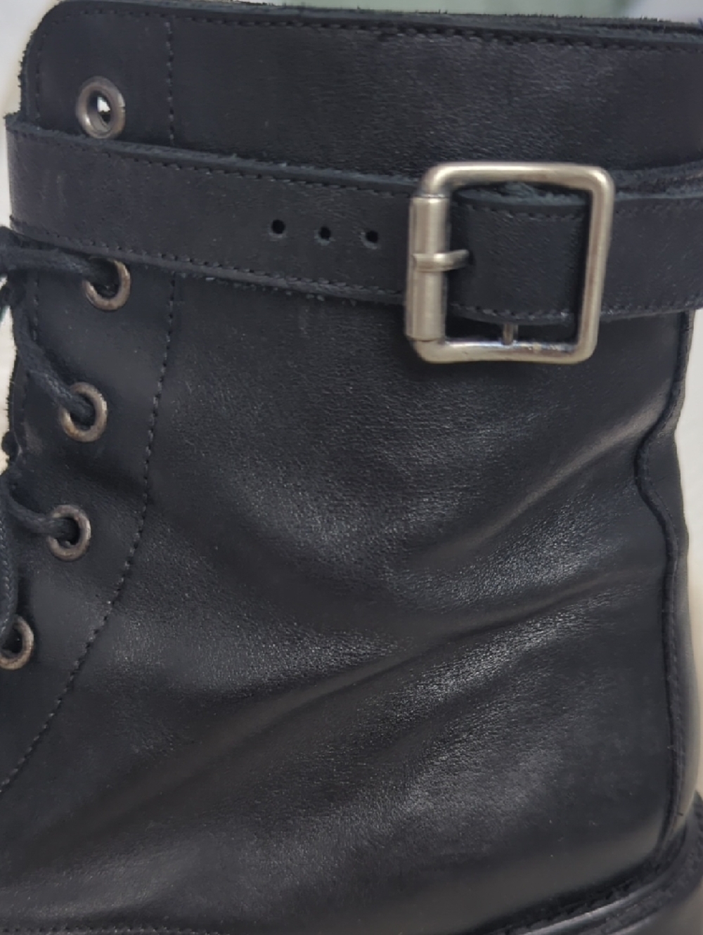 Rachel Comey Dame Black Leather Lace-Up Ankle Boots with Buckle - Picture 4 of 8